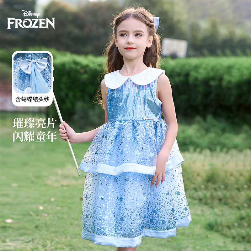 Disney/迪士尼连衣裙碎花2025年夏装女A字裙小童女宝纱裙童装宝宝