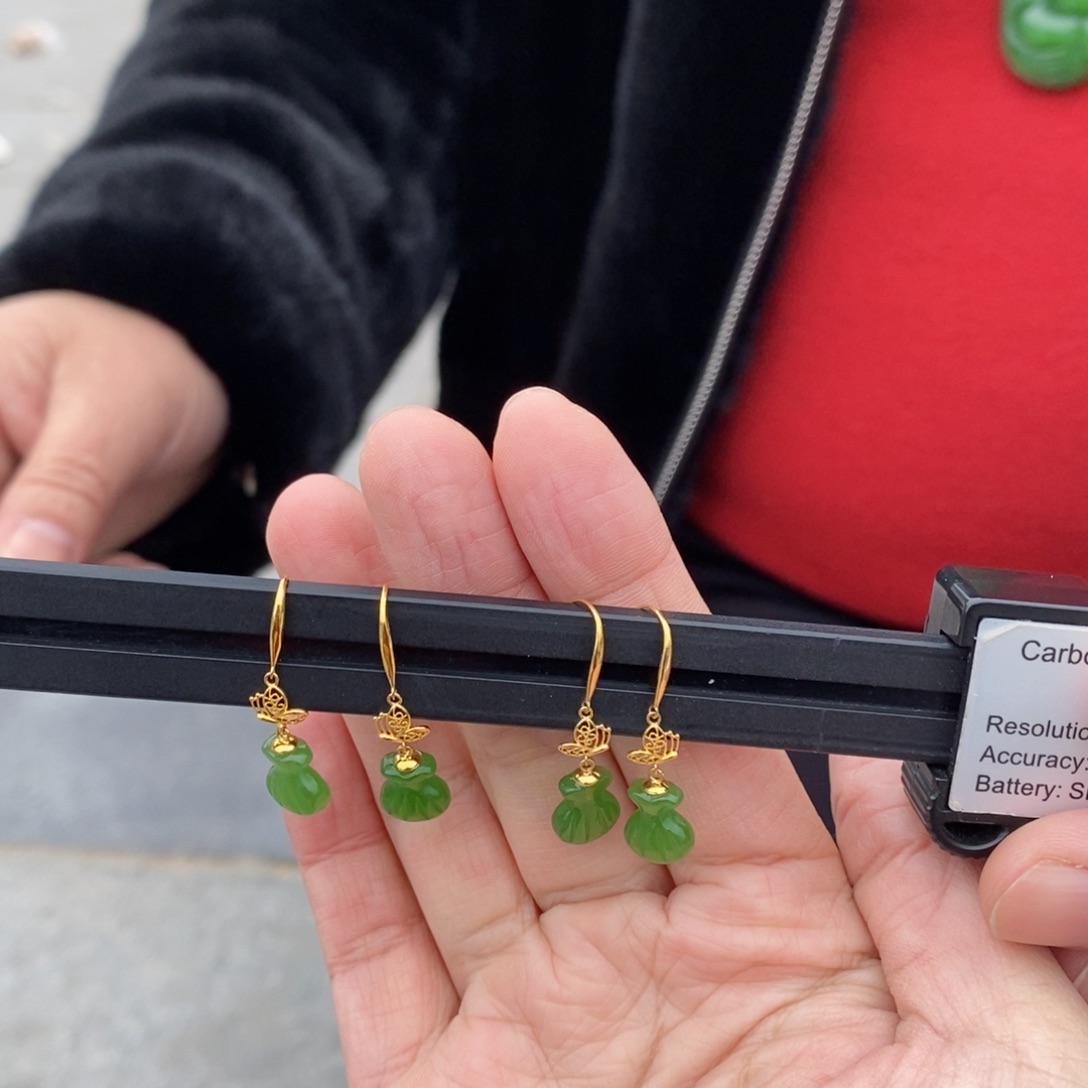 和田玉耳饰18K金镶嵌多样性发货 拍一发一