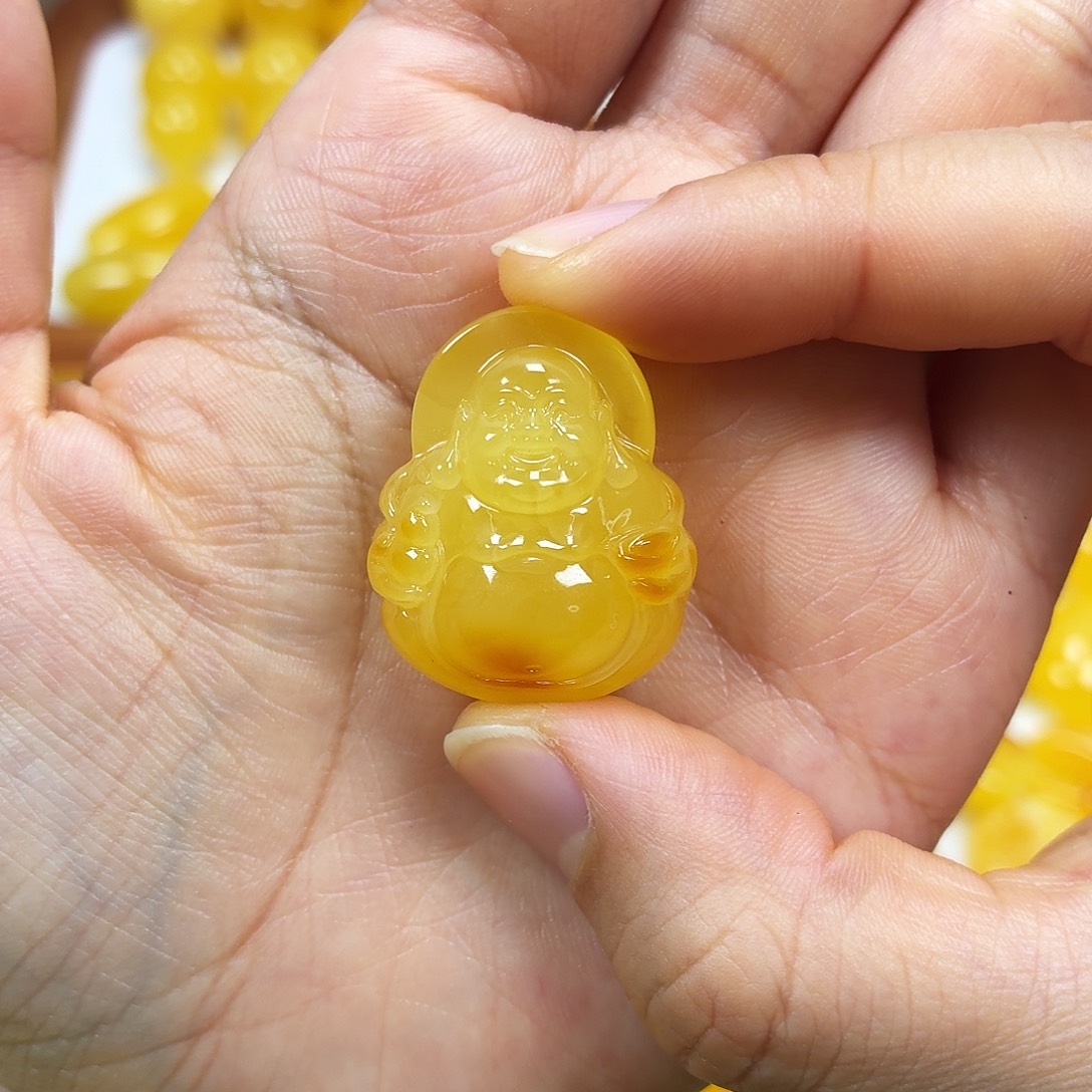 蜜蜡未镶嵌颈饰焦皮浓蜡妖花佛公