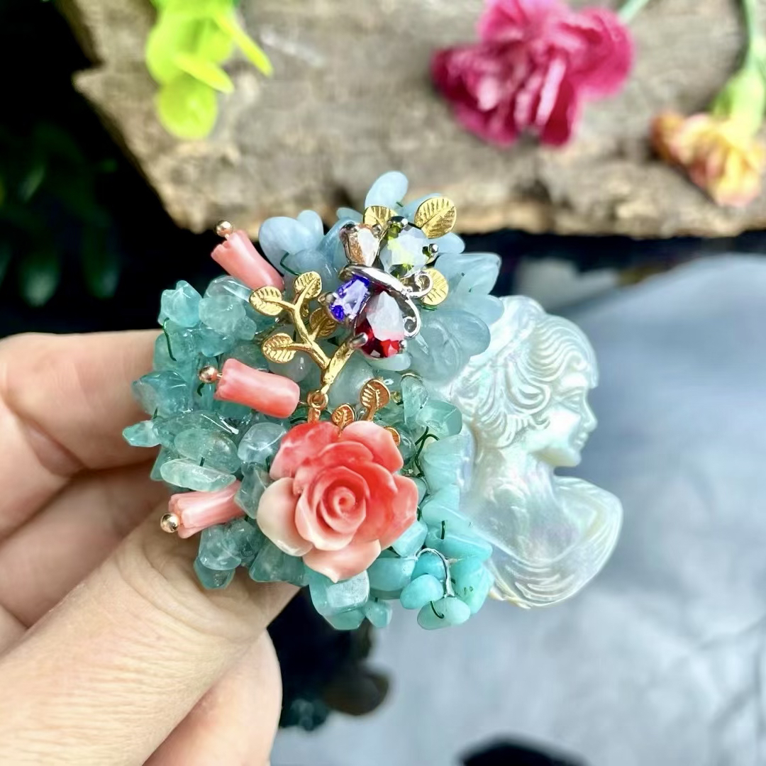 铜合金锆石胸针 奢华璀璨闪耀高档重工刺绣布艺华丽微镶满锆胸花