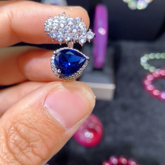 红宝石戒指银S925镶嵌