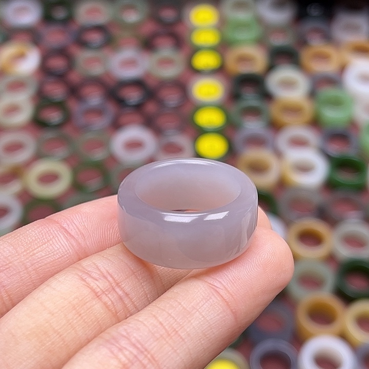 和田玉戒指未镶嵌18.2 仙气紫粉紫 