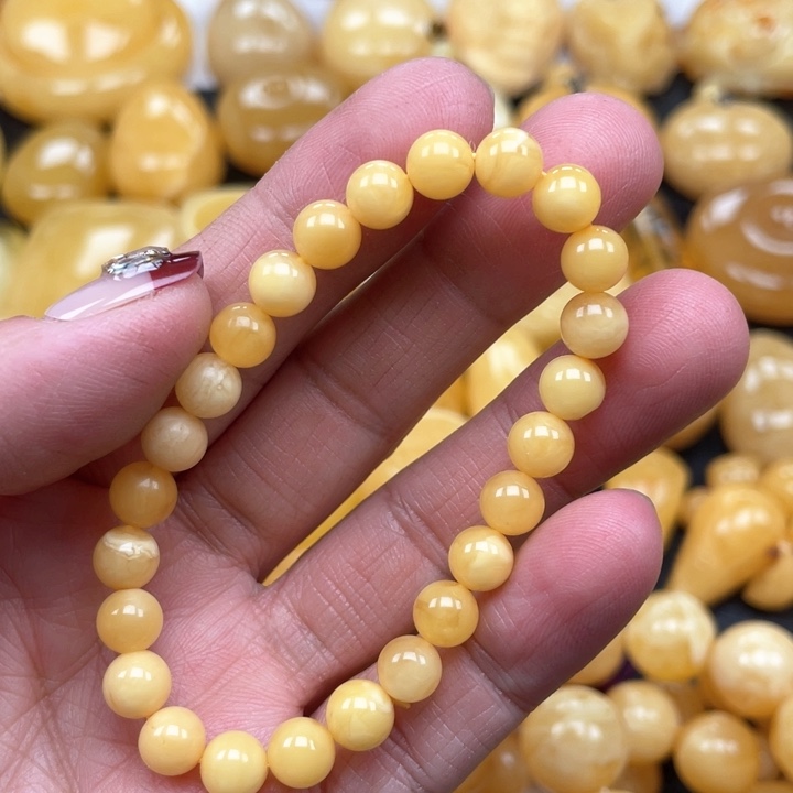 蜜蜡裸石未镶嵌蜜蜡手串
