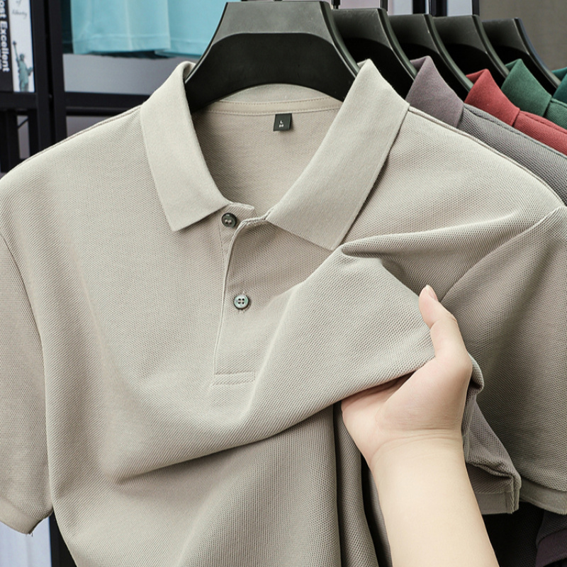 2025新款100%纯棉男士短袖polo衫男士商务休闲纯色净版百搭商务t