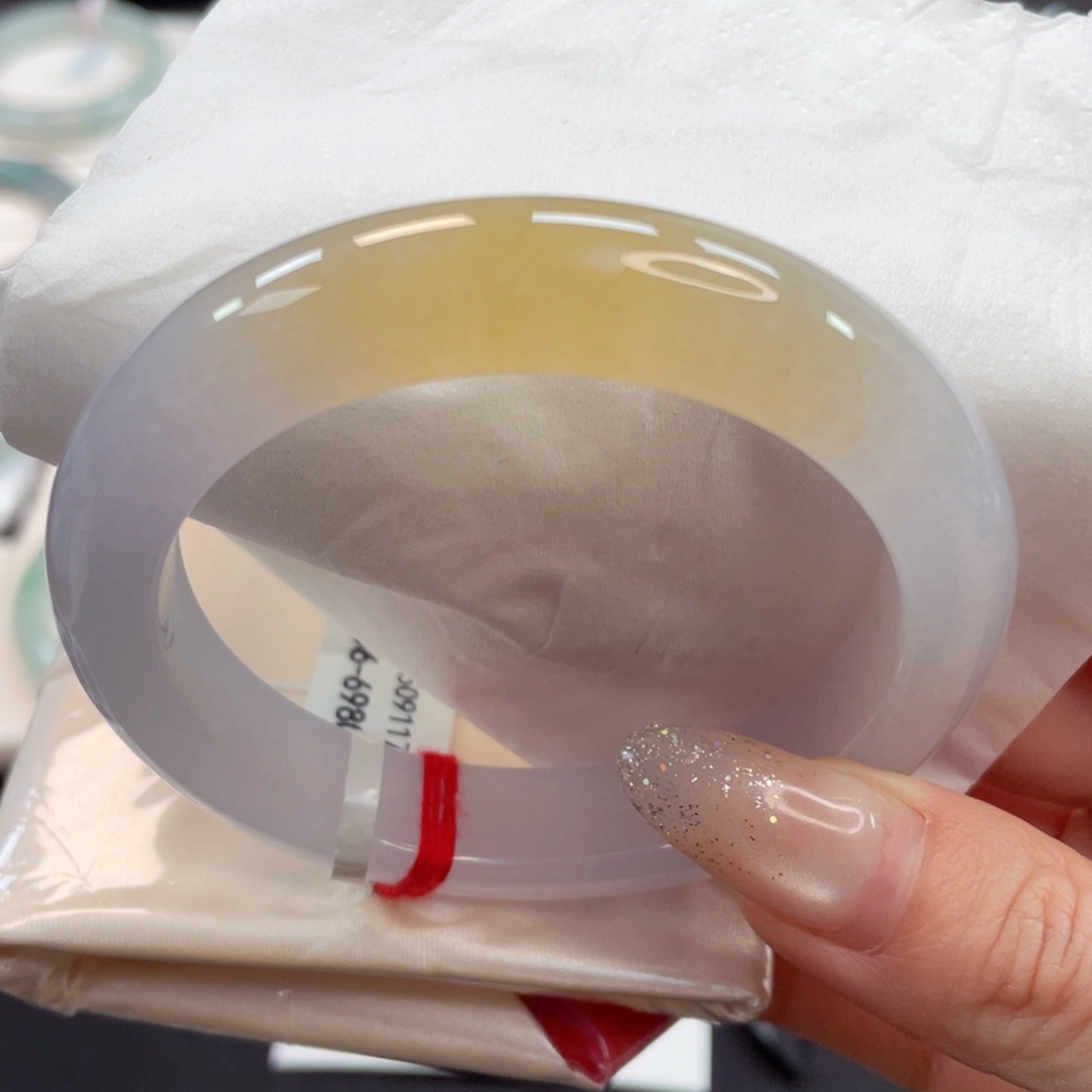 未镶嵌手镯翡翠56难得可遇冰粉渐变冰黄28号