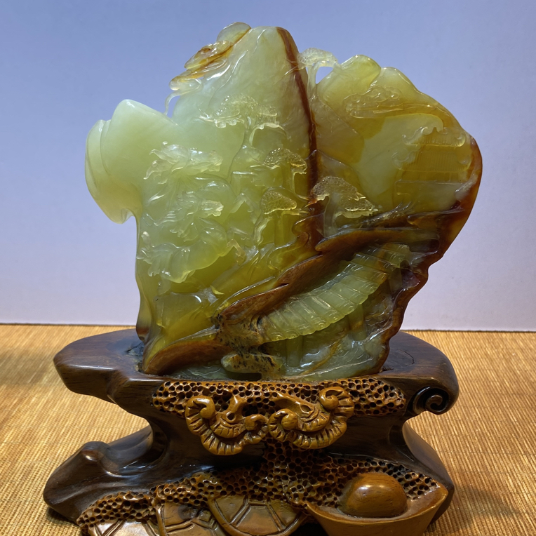 岫玉俏色巧雕花玉马到成功摆件玄关客厅观赏创意乔迁开业礼品