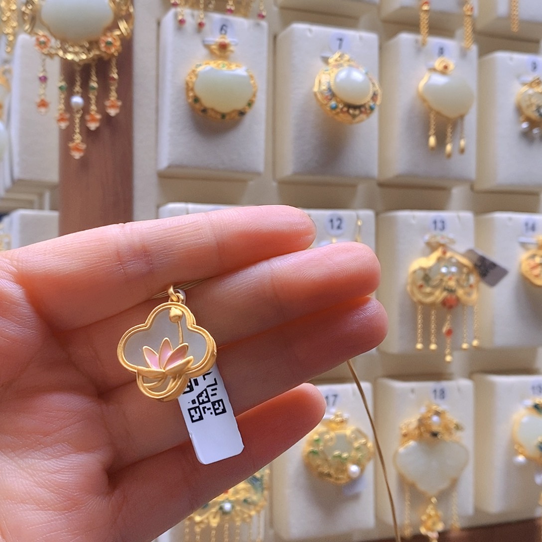 和田玉颈饰银S925镶嵌