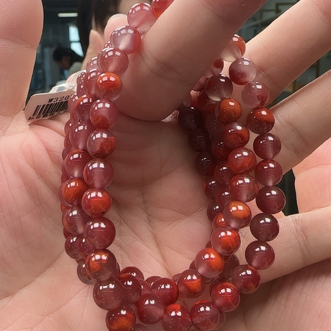 南红玛瑙7mm未镶嵌九口圆珠单圈