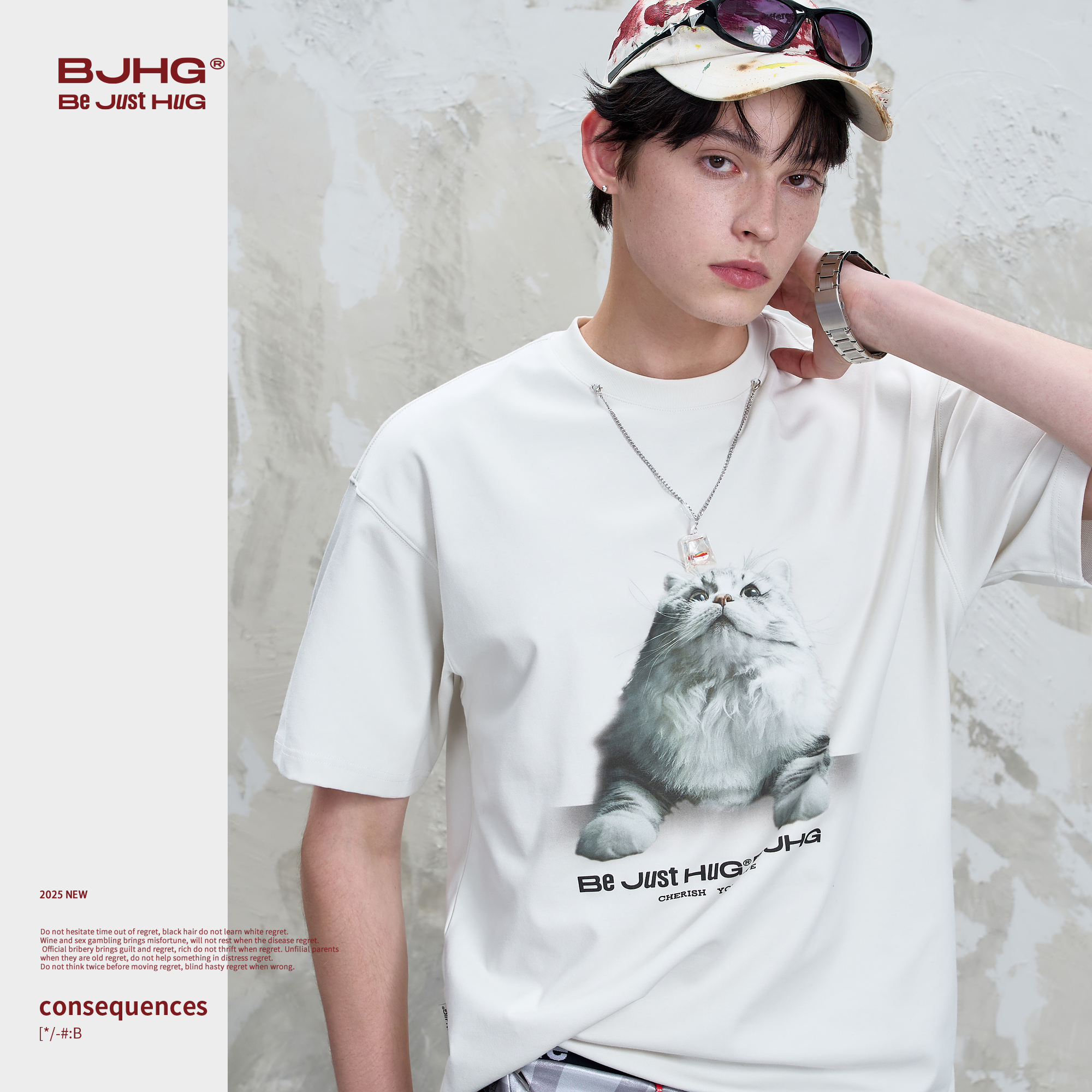 【杜】BJHG不计后果小猫捉鱼短袖t恤男女装吸湿速干凉感功能T恤