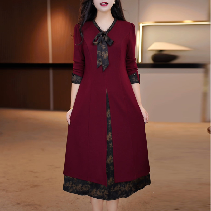 喜婆婆婚宴装妈妈结婚礼服连衣裙女春秋大码胖MM遮肚藏肉宽松裙子