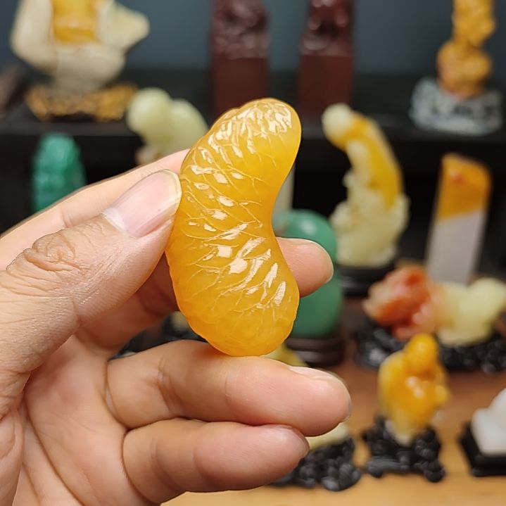 独***孤寿山石印石挂件挂件挂件金冻石