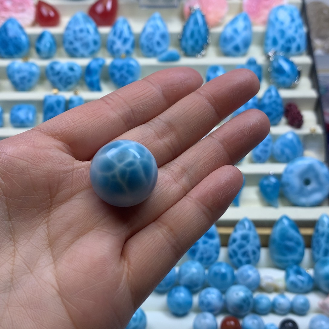 针钠钙石（海纹石）珠宝半成品未镶嵌不***子