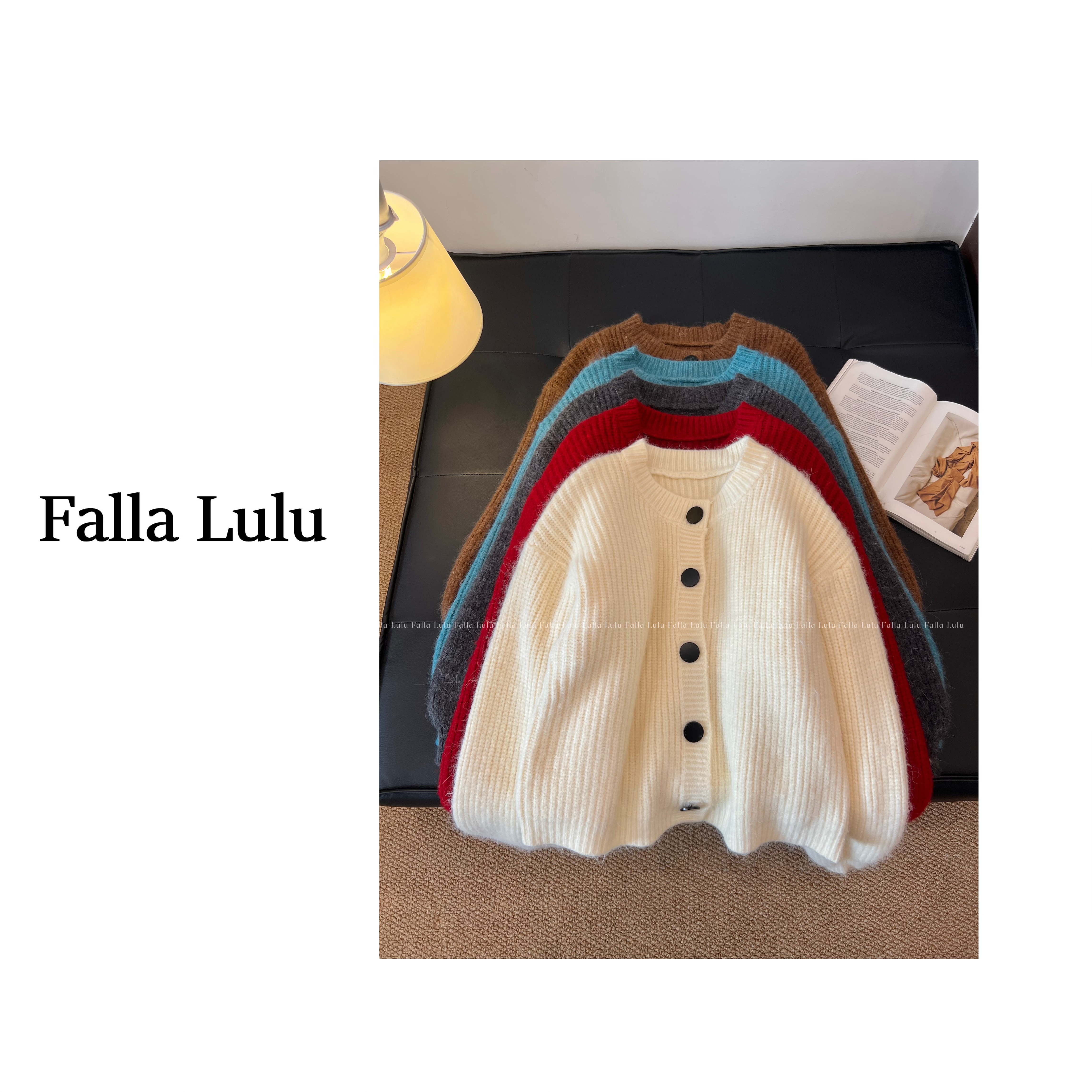 【英子家】软 fufu 兔毛开衫多色温柔慵懒外套 Y5535(兔毛会掉毛）