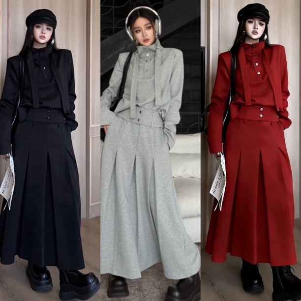 Blackgirl新款【松弛假日】休闲运动工装风套装秋冬高级高腰显瘦