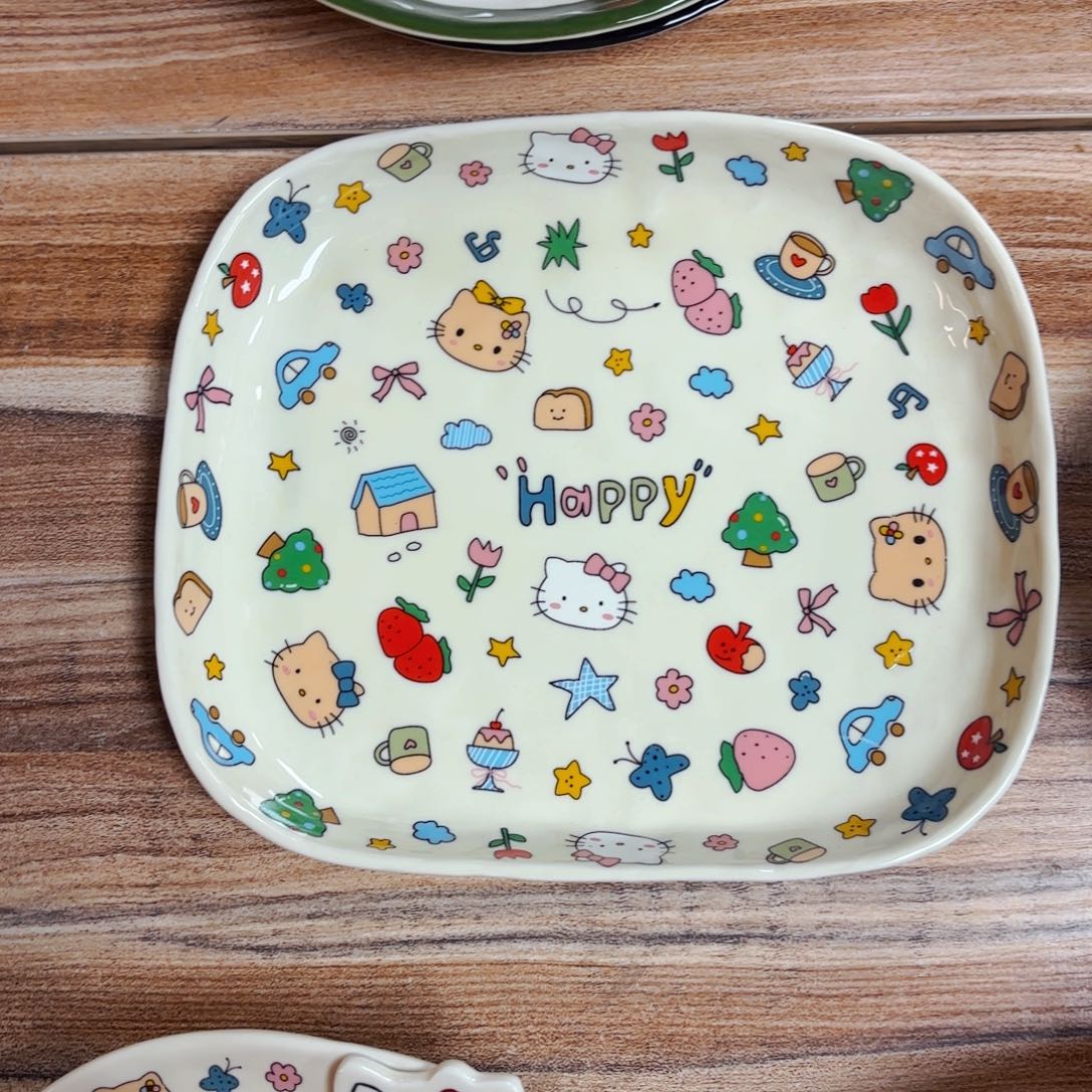 白瓷凯蒂猫八寸方盘