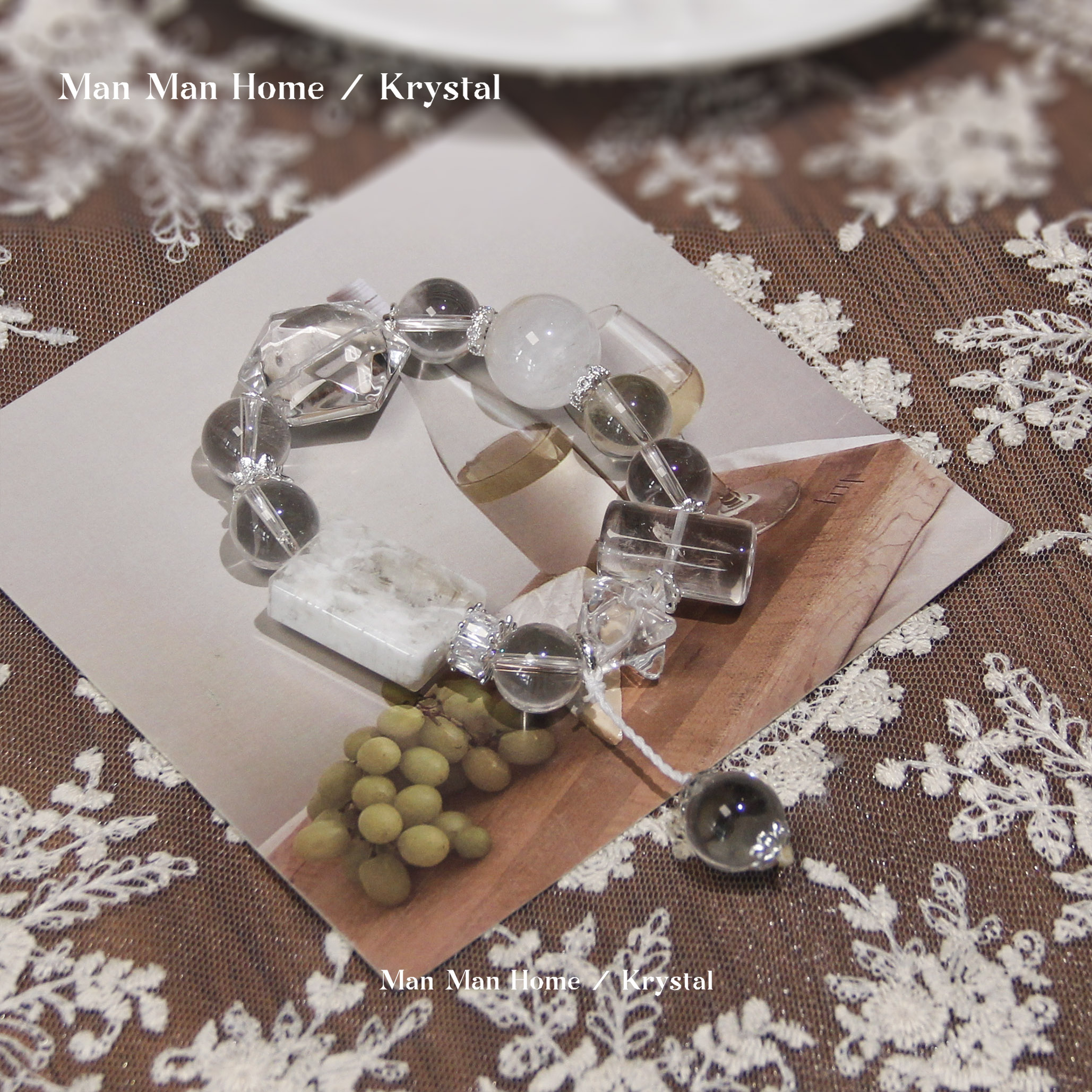 MMJ643【无忧】满满家天然雪花幽灵手牌 白水晶多样性发货 发其一