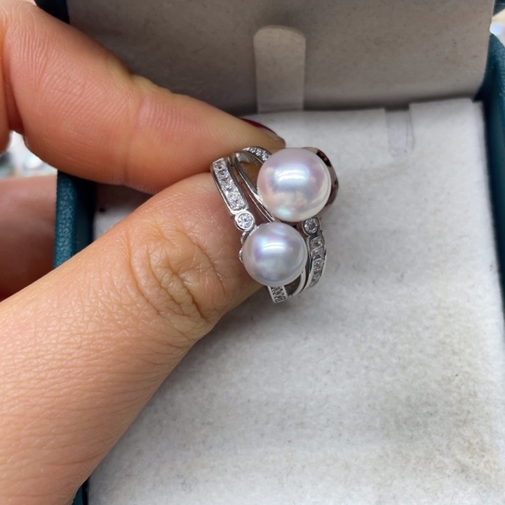 海水珍珠戒指银S925镶嵌