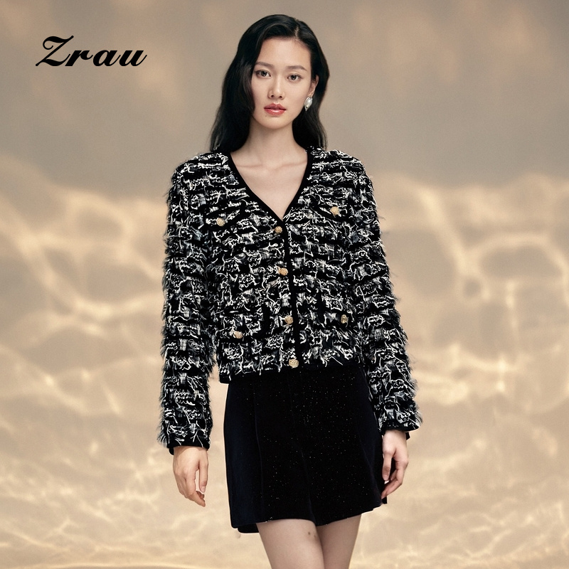 【臻选】ZRAU秋冬款流苏编织小香风外套91040041611