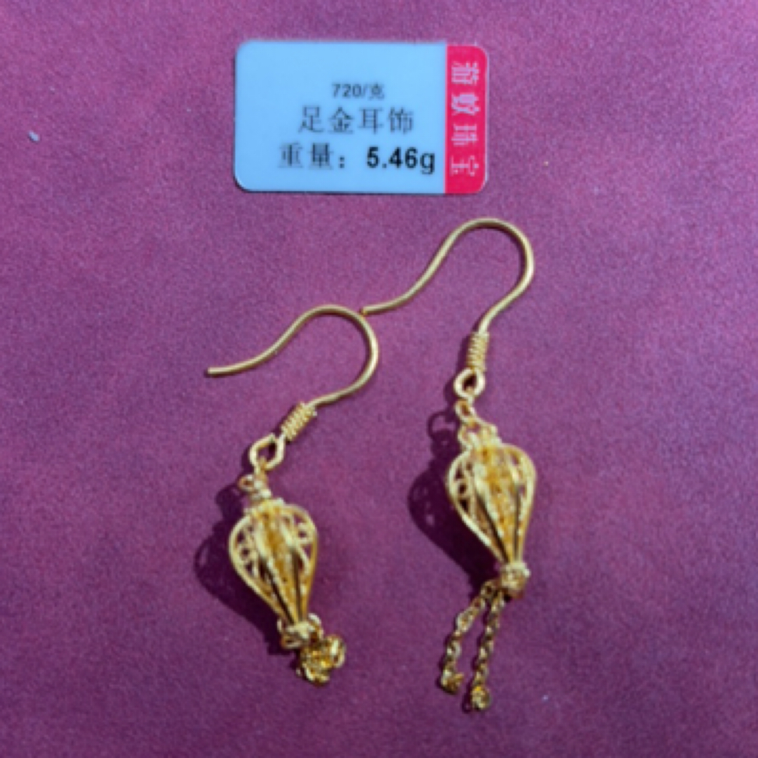 足金999黄金耳饰 繁花