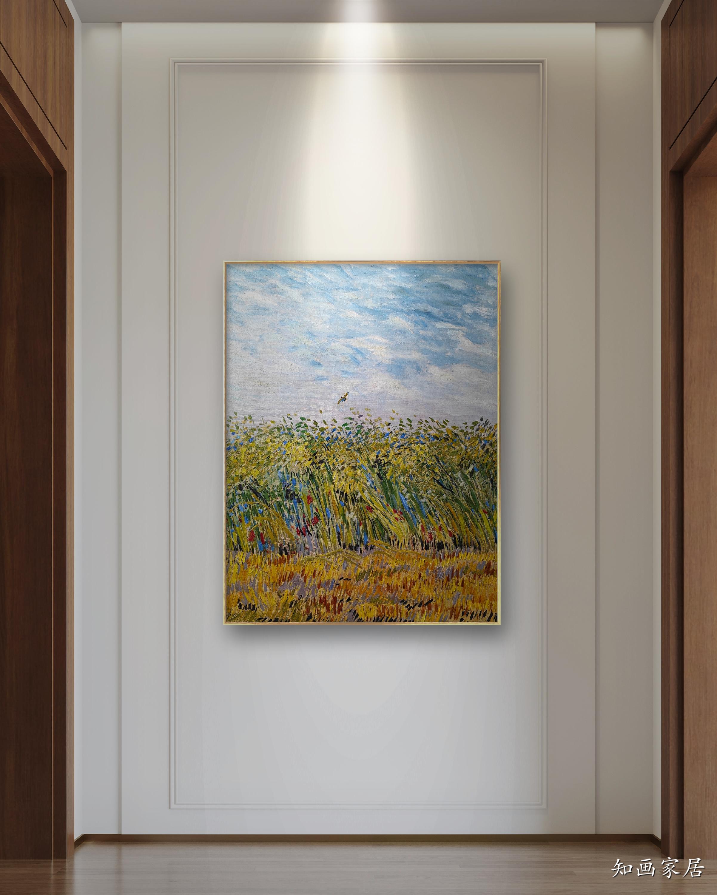 梵高-麦田云雀 现代客厅玄关餐厅卧室装饰画 