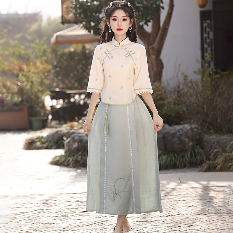 【小绿萝服饰】如春 夏季新中式改良修身复古显瘦小碎花清新上衣