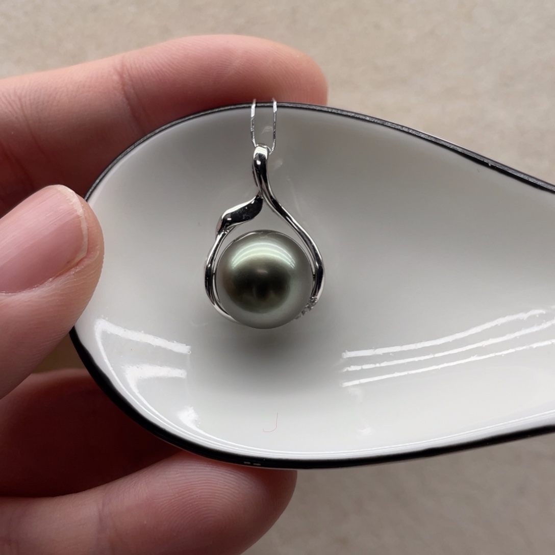 海水珍珠颈饰银S925镶嵌11-12mm