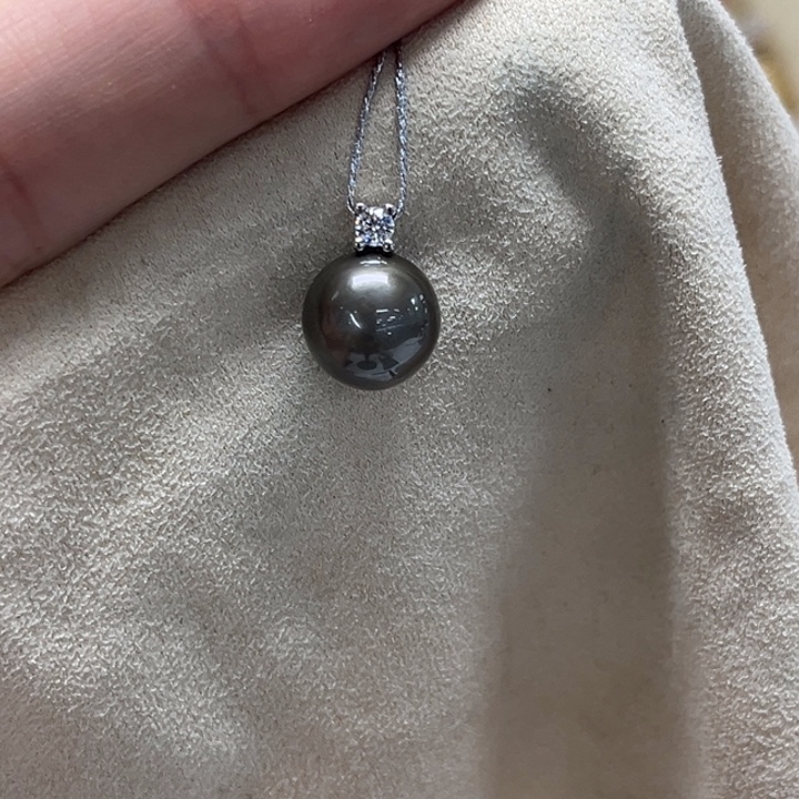 颈饰海水珍珠银S925镶嵌大溪地 10-11mm 182号