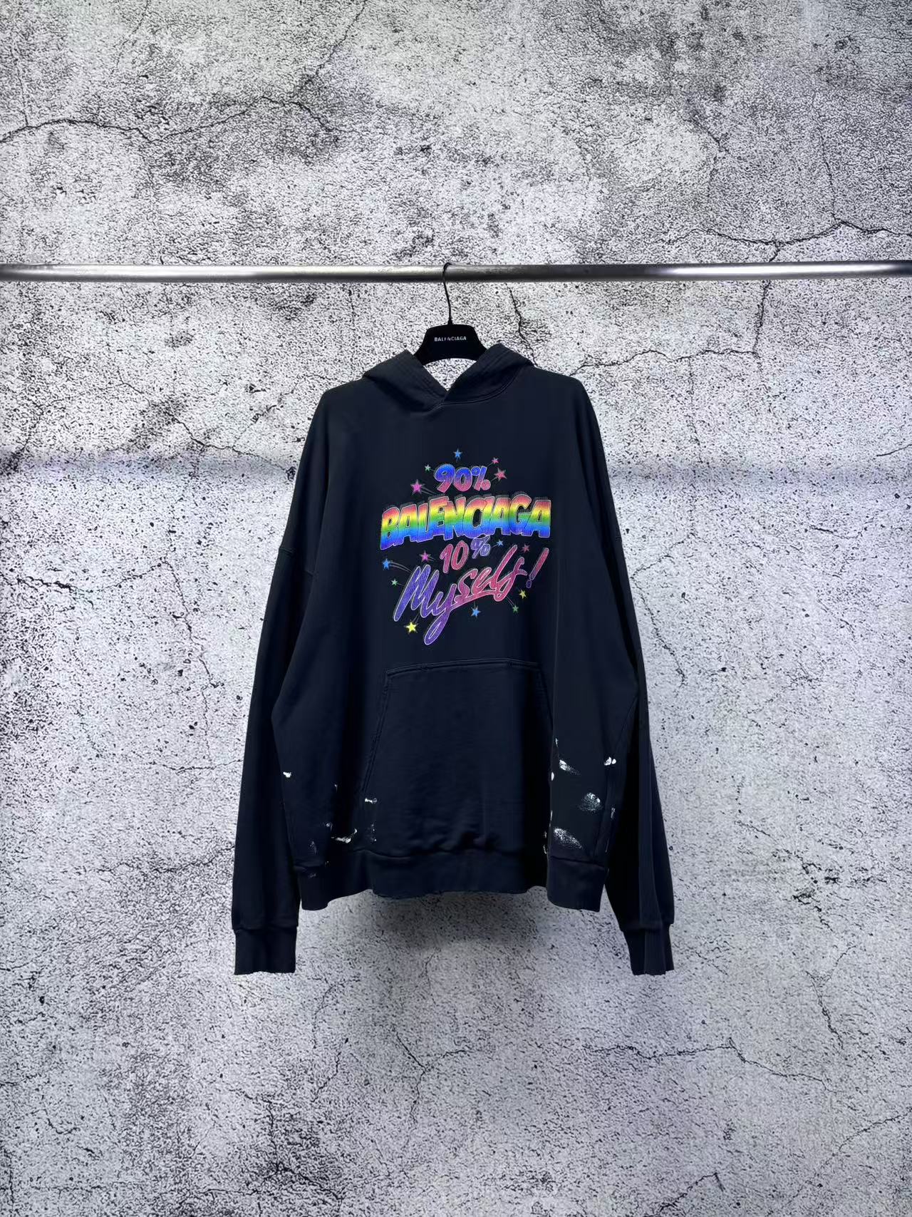 未使用 Balenciaga/巴黎世家 彩虹印花帽衫/3码/RB0163