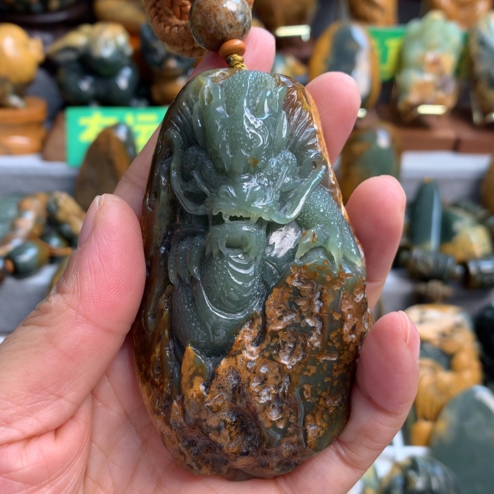 岫岩河磨玉（透闪石质玉）手把件未镶嵌