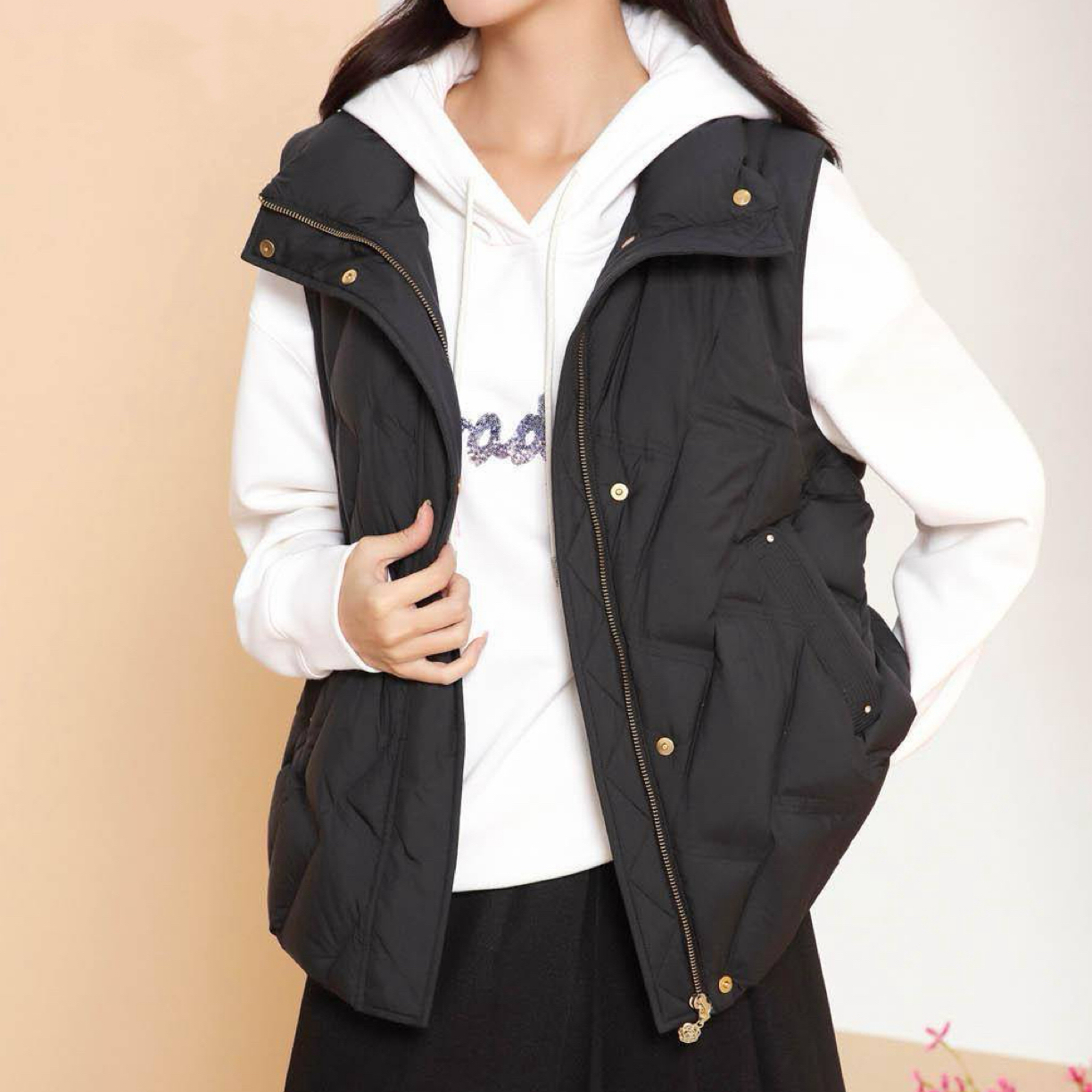 立领薄款宽松型常规款文艺风马夹时尚连帽保暖轻薄