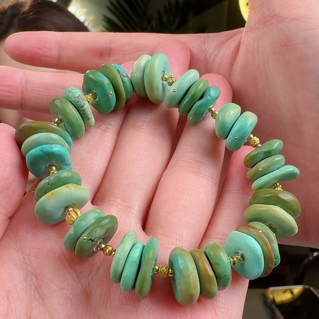 绿松石珠宝奇石18K金镶嵌