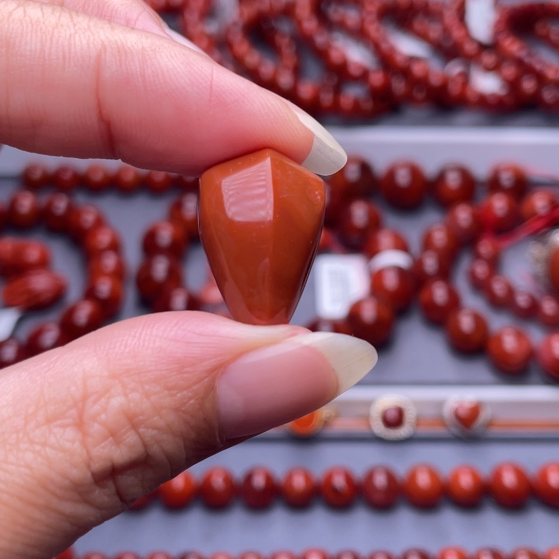 @***？南红玛瑙未镶嵌配珠14.5mm瓦西纯柿子满满肉高品三通