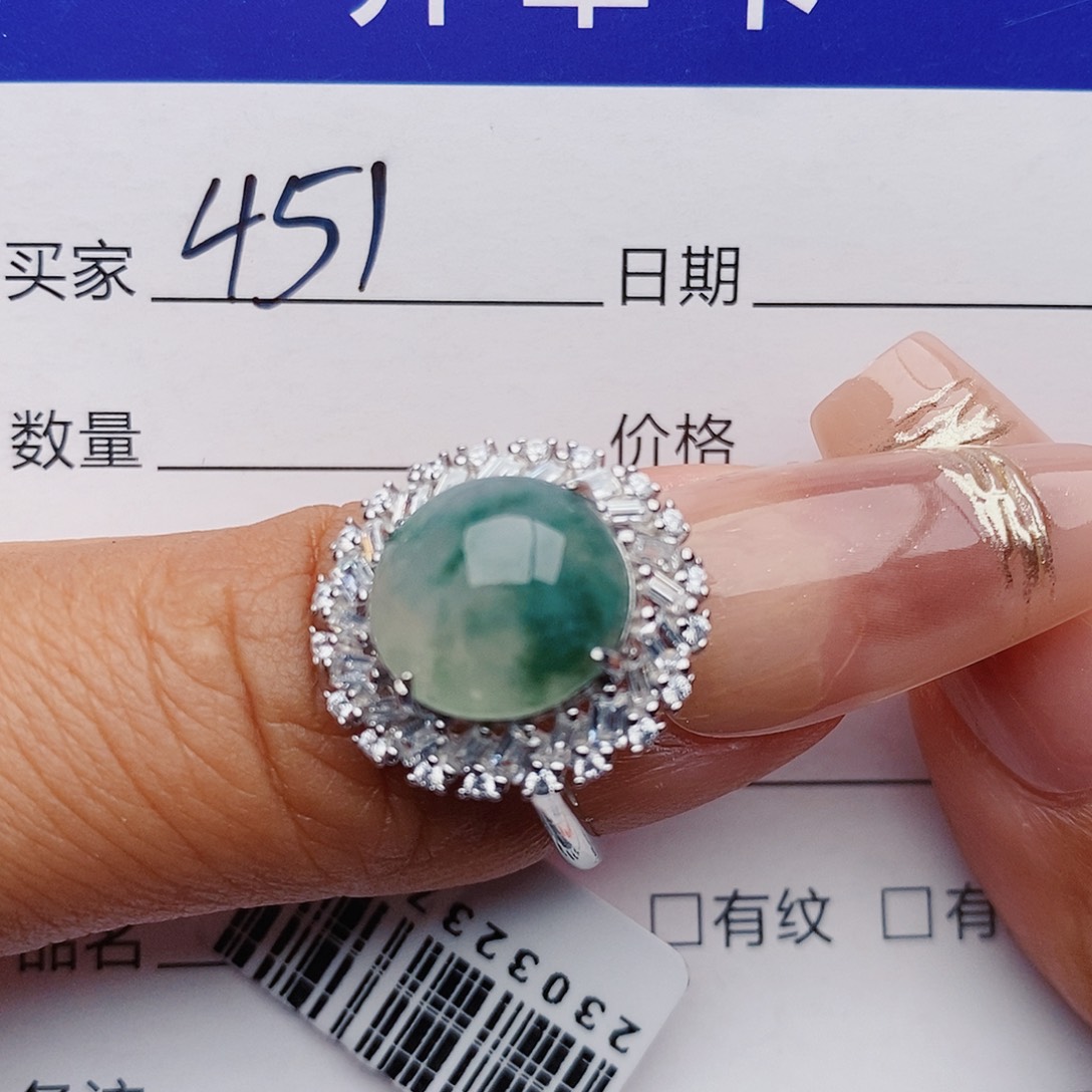 翡翠戒指银S925镶嵌戒指