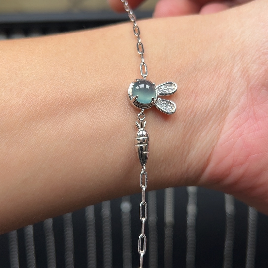 翡翠银S925镶嵌手链