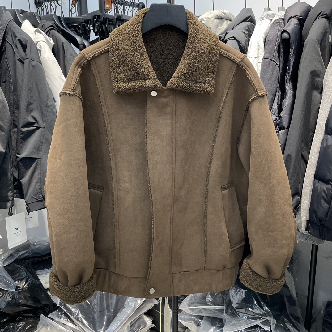 8967男士冬款翻领皮毛一体外套