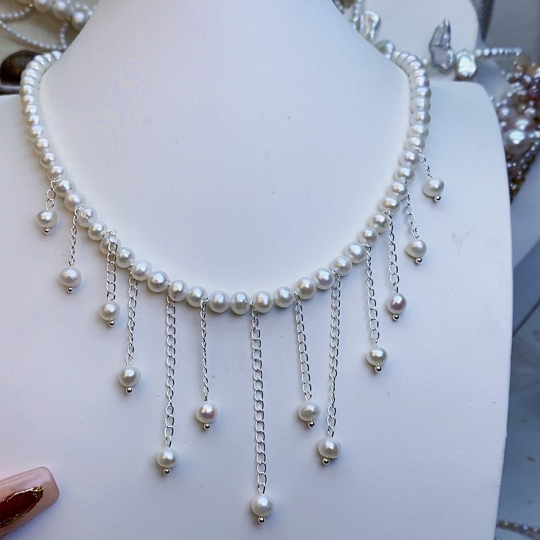 淡水珍珠颈饰银S925镶嵌