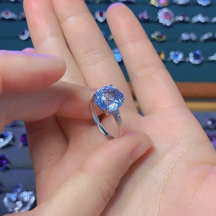 托帕石戒指银S925镶嵌