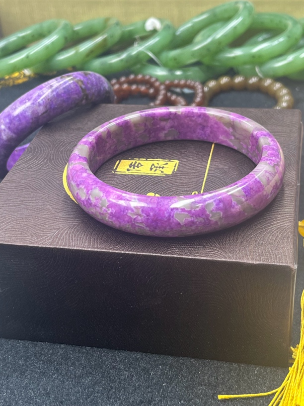 非金属珐琅手镯 丝绒紫玉化手镯