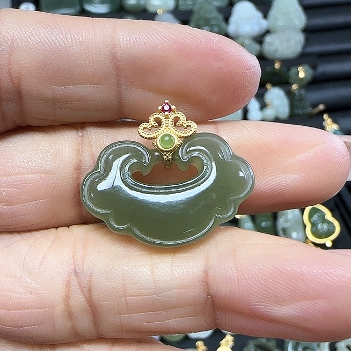 和田玉吊坠(不含链)银S925镶嵌