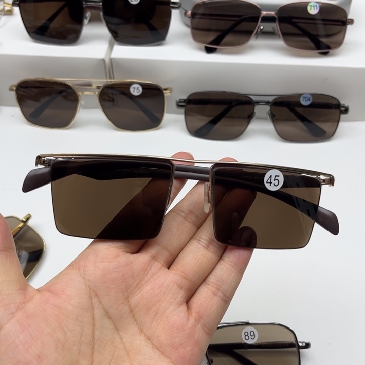 无框纯钛半框茶水晶，45