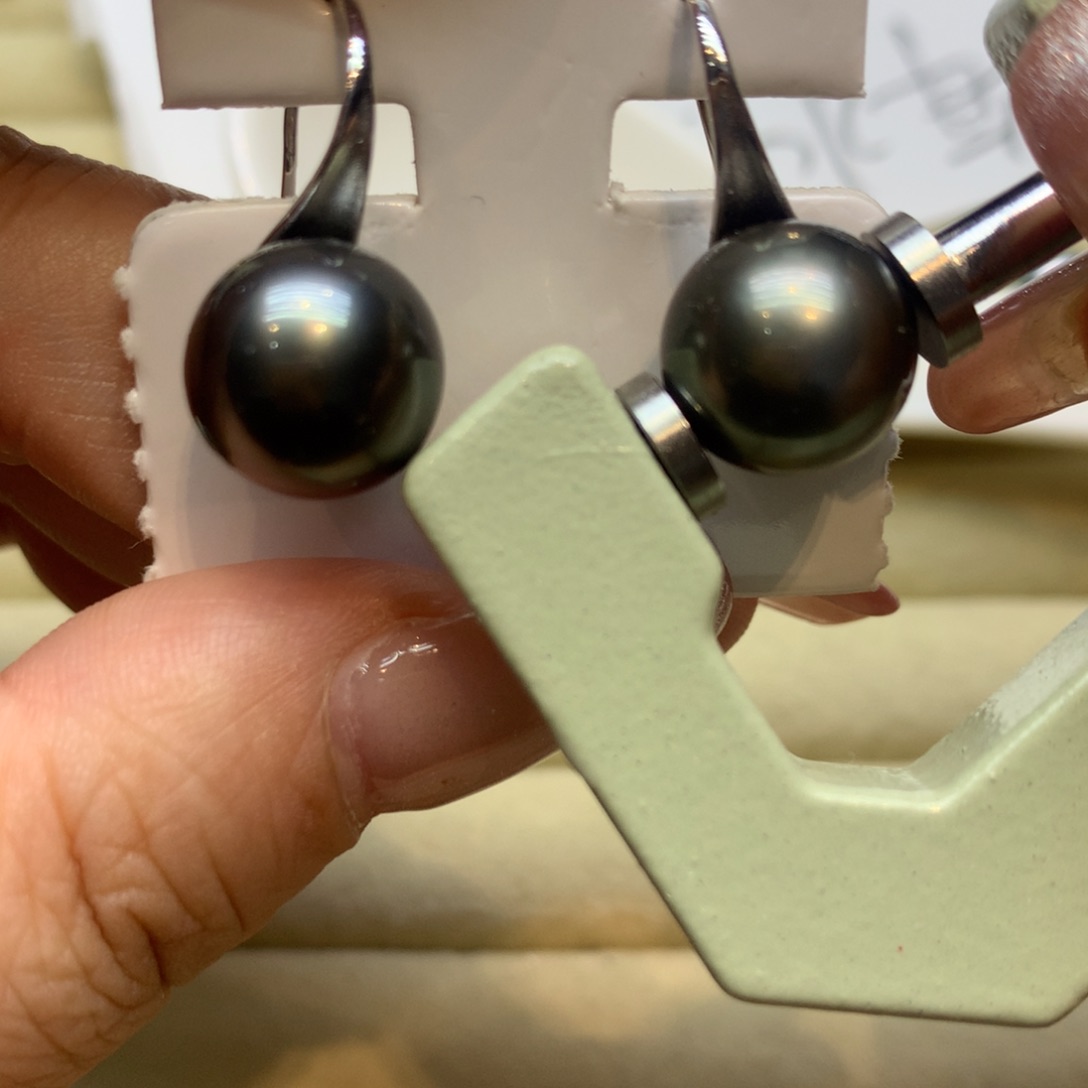 银S925镶嵌耳饰海水珍珠