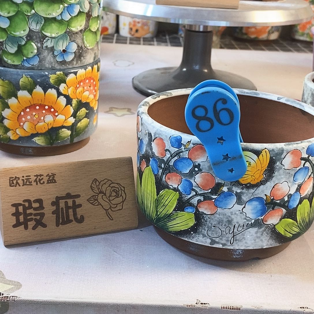 花盆紫砂红陶手绘花盆