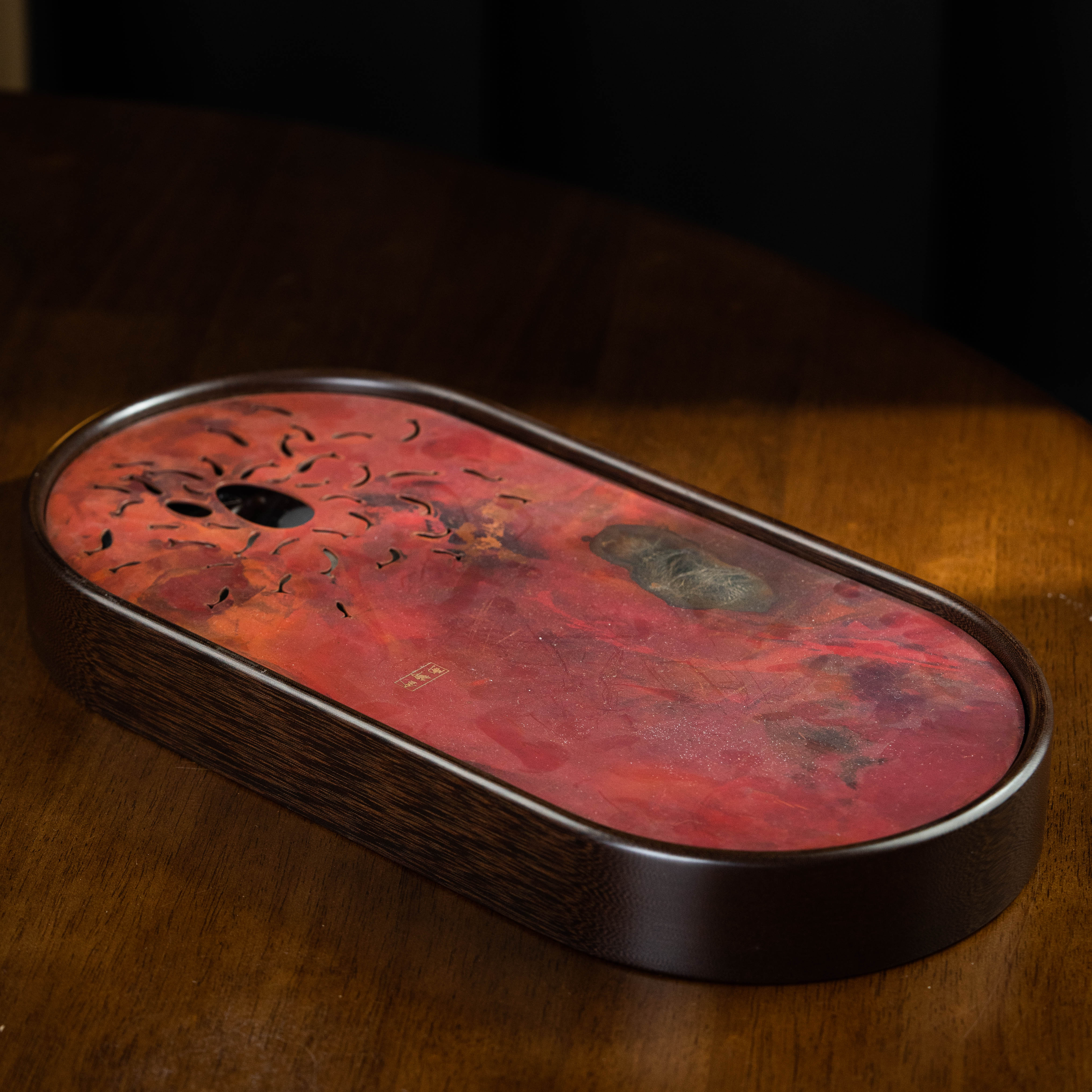 TT电胶木茶盘 40*20 红椭圆2 家用茶周边
