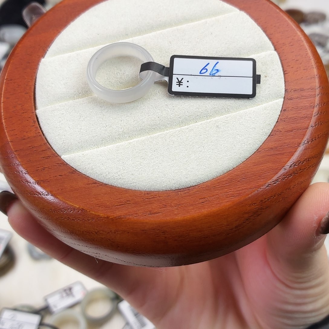 和田玉（糖玉）未镶嵌戒指Q30烟紫小细条内径15.8港码11