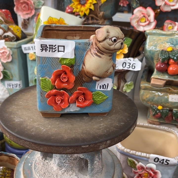 紫砂花盆粗陶材质多肉花盆