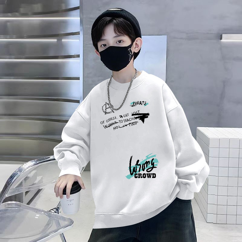 男童长袖圆领卫衣秋冬2025新款中大童男孩韩版春秋上衣