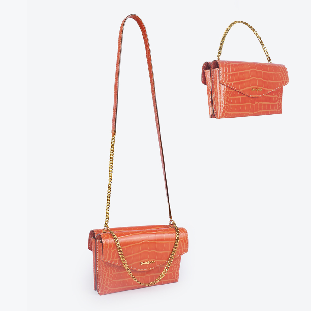 SanSont豆芽包系列 鳄鱼纹手擦色牛皮女包 手抓/手提/单肩/斜挎 