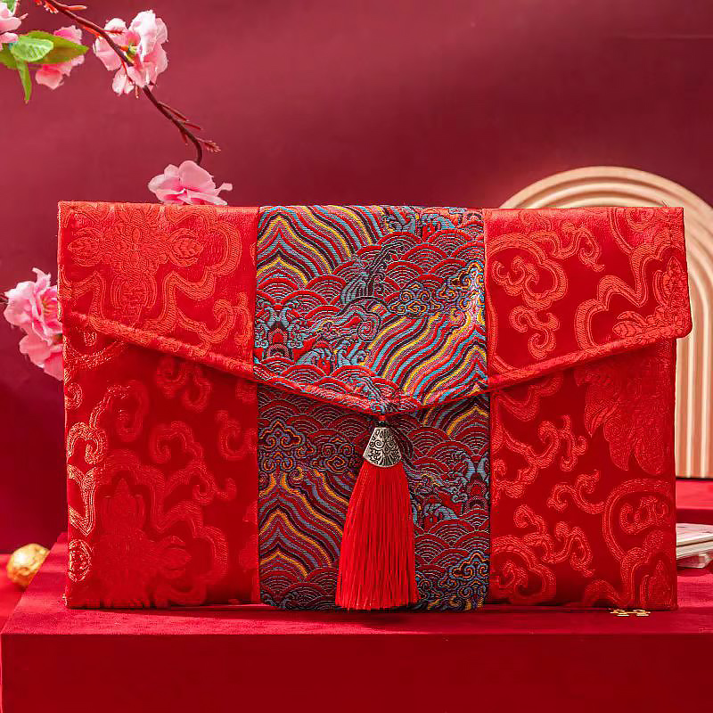 49*10万红包绸面万元包新郎新娘改口父母给改口红包