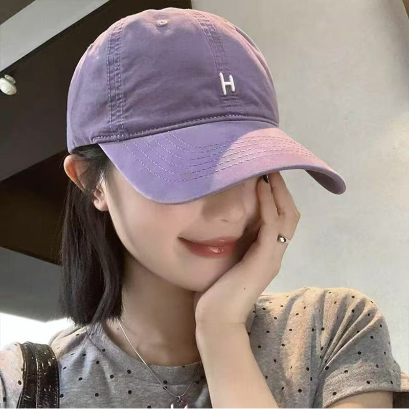 美式简约字母刺绣女夏宽帽檐显脸小棒球帽