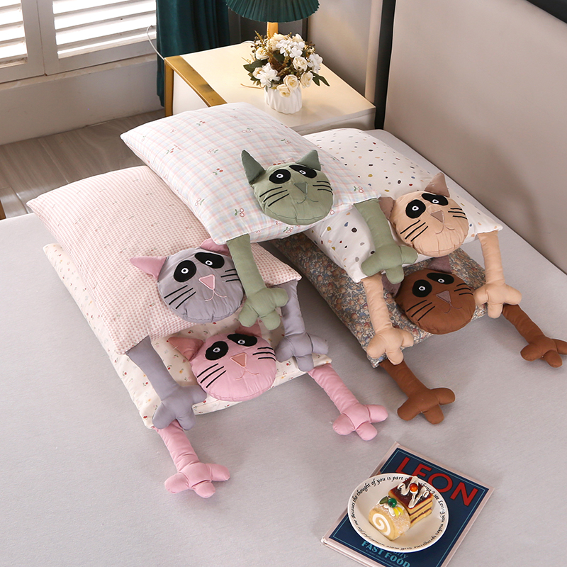 全棉纯棉双层纱荞麦枕头枕芯卡通儿童 成人枕头荞麦枕